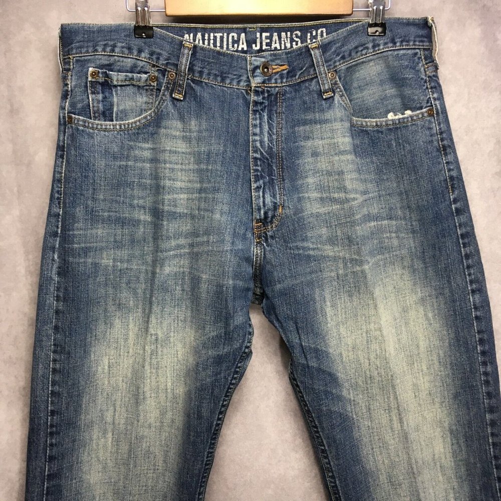 Nautica Mens Relaxed Fit Blue Jeans 36x30 Crafted Denim‎ 100% Cotton 5 Pocket
